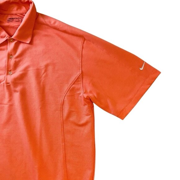 Nike Golf Dry Fit Polo Orange Shirt Swoosh Logo Mens Size L - Picture 3 of 8
